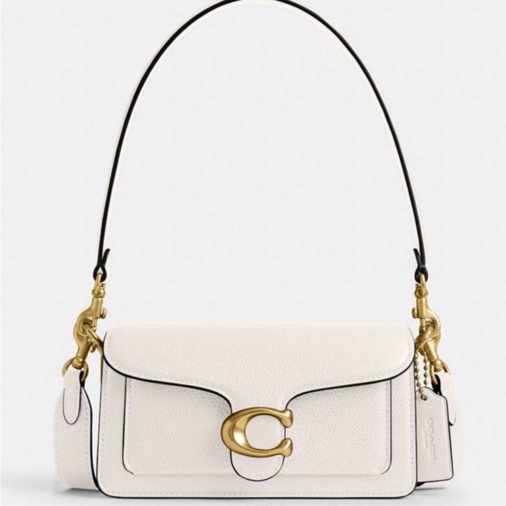 Coach Ivory Leather Shoulder Bag with Gold Accents